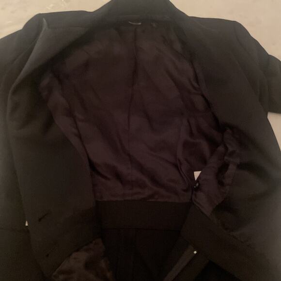 Ralph Lauren Tuxedo Jumpsuit Black Wool Long Sleeve 0 Straight Leg Silk Lapels - Picture 8 of 12